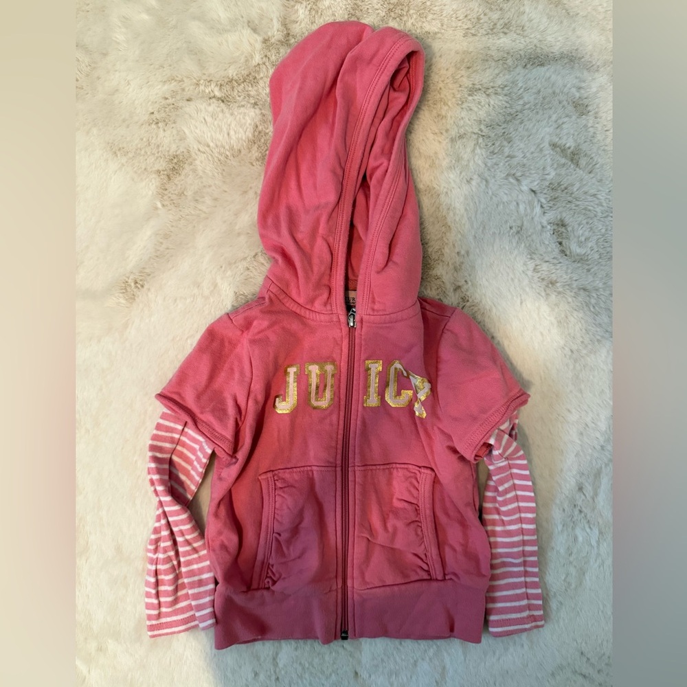Juicy Couture Kids Pink Hoodie with Gold Accents